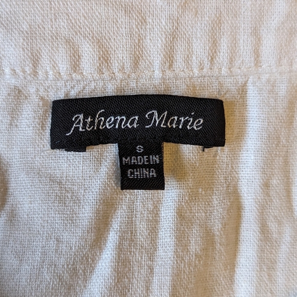 Athena Marie szS linen blend sleeveless embroidered white shift dress EUC - Picture 4 of 7
